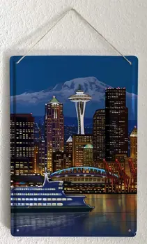 SIDEN 2004 Tin Tegn Metal Plade Dekorative Tegn Home Decor Plaques Rejselyst Byen Seattle amerikas forenede stater