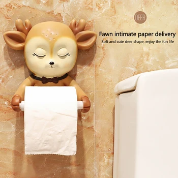 Sika Hjorte Toilet Papir håndklædeholder Punch-free Roll Tissue Box PVC Vinyl Badeværelse Dekoration 2021