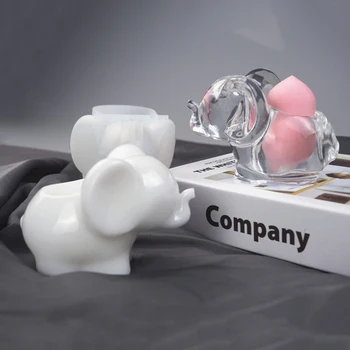 Silikone 3D-Elefant Forme Epoxy Harpiks DIY Mould Makeup Svamp Holder Container Conch Makeup Opbevaring af Æg Shell Smykker Forme