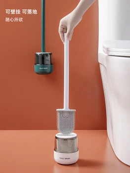 Silikone Lange Håndtag Toilet Børste vægmonteret Gennemsigtig Husstand Toilet Børste Rengøring Escobilla Wc Badeværelse Produkter DF50MT