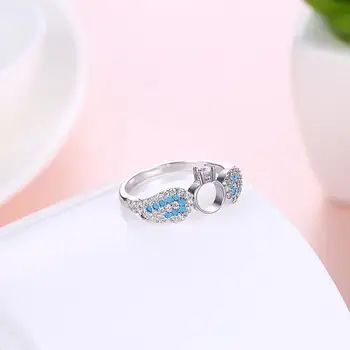 SILVERHOO Sterling Sølv 925 Smykker Søde Fløj Vintage Ringe Til Kvinder, Trendy 5A Zircon Med Turkis Bryllup Engagement Ring