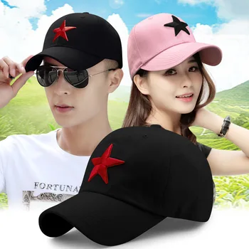 Simple koreanske Version af Bomuld Baseball Caps for Mænd og Kvinder Udendørs Parasol Hatte femtakket Stjerne Broderet Fritids-Cap