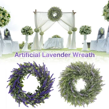 Simulering Lavendel Krans Falske Lavendel Hængende Krans Krans Til Hoveddøren Part Valentinsdag Bryllup Dekoration