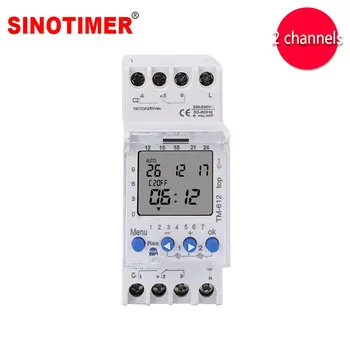 SINOTIMER TM612 kontaktur 24h På Store 2-kanal-LCD-Display Med To relæudgange 220V kontaktur