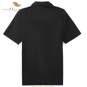SISHION Korte Ærmer Bowling Shirts 50'er Rock ST110 Sorte Fugle Palm Print Mænd Bomuld'er Vintage Skjorter