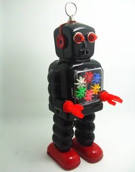 [Sjov] Classic collection Retro Clockwork Vind op Metal Gå Tin Højt Gear-hjul robot legetøj Mekanisk børn julegave