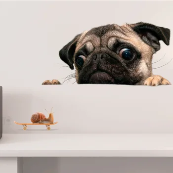 Sjove 3D Hund Kigger Sneglen Wall Sticker Badeværelse Stue Dekorationer Kunst Decals Søde Dyr Toilet Klistermærker til Hjemmet Indretning