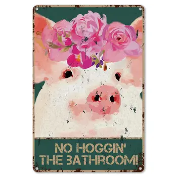 Sjove Badeværelse Citat Metal, Tin Tegn Wall Decor - Vintage Gris med Blomster Tin Tegn for Toilet Badeværelse Vaskerum, Indretning, Gaver
