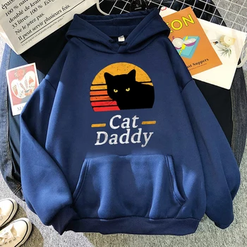 Sjove Black Cat Daddy Herre Hoodie Hip Hop Street Sweatshirts Efteråret Høj Kvalitet Pullover Oversize Løs Træningsdragt Til Mænd
