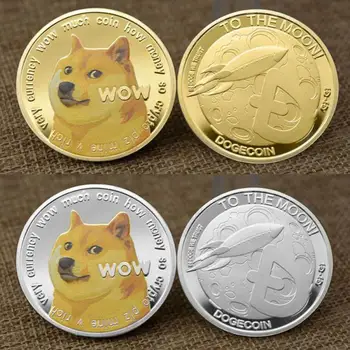 Sjove Dogecoin Guld Sølv Dog Erindringsmønter Samling Wow Dog Mønster Souvenir-Boligindretning Håndværk Desktop Pynt