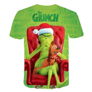 Sjove Film Jul Grønne Grinch 3D-Print Boy T-shirt Kid Søde Sommer kortærmet T-shirt Baby Børn Casual t-Shirts Toppe
