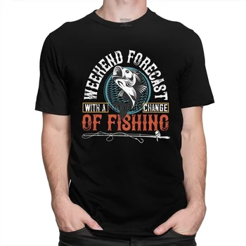Sjove Retro Fiskeri Forecas T-Shirt Mænd kortærmede Fisker, T-shirt Trykt Tee Tops Forud-krympet Bomuld Oversize Tshirt