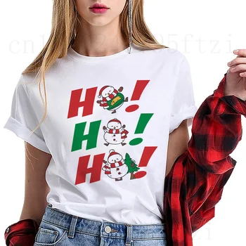 Sjove Santa Claus Toppe Tee godt nytår Christmas Girl Fashion T-shirt Harajuku Ullzang Korte Ærmer Tegnefilm Print Tshirt