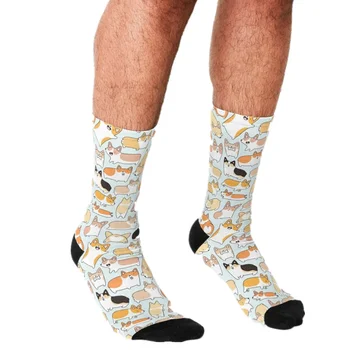 Sjove sokker Corgilicious Corgi Doodle Mønster Trykt hip hop Mænd Happy Socks søde drenge street style Crazy Sokker til mænd