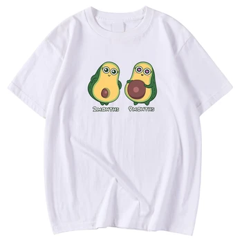 Skjorter Mandlige T Overdimensionerede Åndbar Forår Sommer T-Shirt Med Tegneserie Frugt Gravid Avocado Print Top O-Hals Behagelig T-Shirt Til Mænd