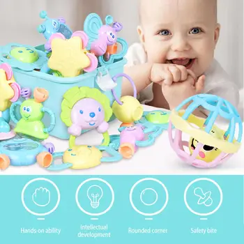 Skralde Sæt Baby Legetøj For Nyfødte Baby Tidlig Uddannelse Puslespil Begyndervanskeligheder Legetøj Til 0-1 År Gamle Baby