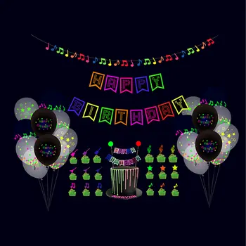 Skær Parti Til Fordel Bånd Hængende Indretning Hjem Hat Genanvendelige Happy Birthday Banner Ballon Kit Baggrund Neon Kage Topper Bemærk Garland
