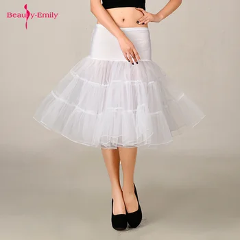 Skønhed-Emily 2019 Korte Hvide Underskirt Underkjole Kvinde Bryllup Tilbehør Bløde Krinoline Kort Slip Kjole Til Pige