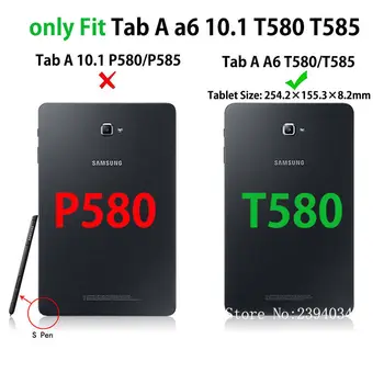 SM-T580 Case Cover Til Samsung Galaxy Tab En A6 10.1 2016 T580 T585 SM-T585 T580N Funda Kids Slim Folde Stå Coque +Gave