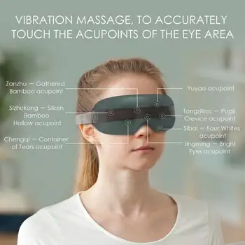 Smart Vibrationer Eye Massager Eye Care Instrumentale Varme Bluetooth Musik Lindrer Træthed, Mørke Rande Genopladelige 3 Massage Tilstand