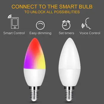 Smart WiFi Candle Bulb LED-Lampe Støtte Amazon/Google Startside/IFTTT Remote Voice Control Smart RGB LED Pære