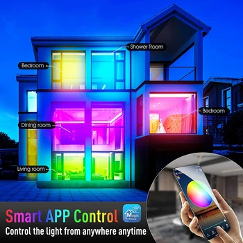 Smart WIFI LED Strip Light Hjem Soveværelse Dekoration Belysning Vandtæt App Kontrol-LED Bånd 5050 12V Have LED Rope Light D30