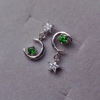 Smarte friske grønne diopside ædelsten vedhæng dinglende øreringe til kvinder smykker certificeret naturlige perle 925 sølv party gave