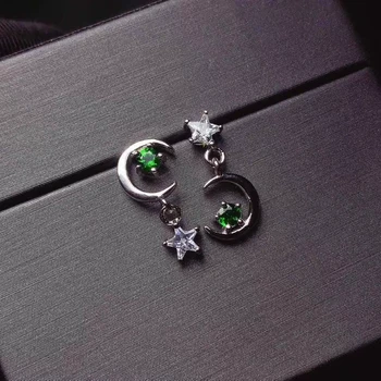 Smarte friske grønne diopside ædelsten vedhæng dinglende øreringe til kvinder smykker certificeret naturlige perle 925 sølv party gave