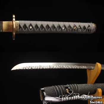 Smedet Damaskus Stål Klingen Er Foldet Tilbage, Full Tang Skarpe Klar-Håndlavet Japansk Katana Reelt Samurai Sværd/Sort Læder-Nyt