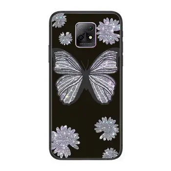 Smuk blomst butterfly søde Telefon Tilfældet For XiaoMi Redmi 10X 9 8 7 6 5 EN Pro S2 K20 T 5G Y1 Animationsfilm Sort Silikone Cover Tilbage Før