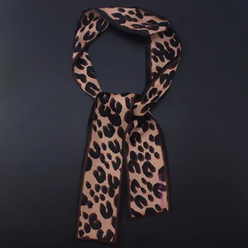 Smuk Leopard Print Nye Silke Tørklæde Uafgjort Uafgjort Taske Små Bånd Kvindelige Tørklæde Tørklæde Lille Tørklæde N4