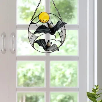 Smukke Farvede Glas Solsikke Vindue Hængende Panel Dekoration Med Kæde Til Hjemmet Ornament Home Decor Wind Chimes Pynt