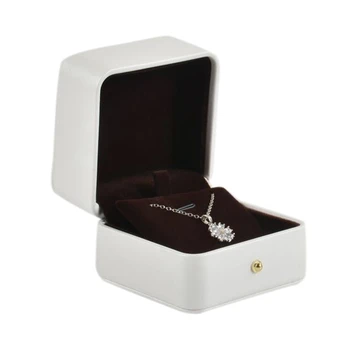 Smukke Vedhæng Max Premium Læder Vedhæng Bærer Box til Bryllup,Forslag, Smykker Gave Case (Hvid)