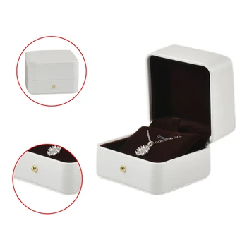 Smukke Vedhæng Max Premium Læder Vedhæng Bærer Box til Bryllup,Forslag, Smykker Gave Case (Hvid)