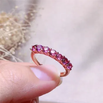 Smykker Garnet 925 Sølv Ring for et Engagement 5mm Naturlig Granat Sølv Ring i Sterling Sølv med rød Granat Smykker Smykkesten Ring