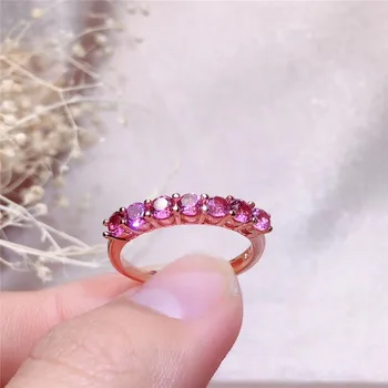 Smykker Garnet 925 Sølv Ring for et Engagement 5mm Naturlig Granat Sølv Ring i Sterling Sølv med rød Granat Smykker Smykkesten Ring