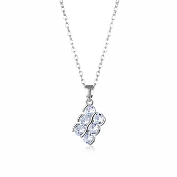Smykker Gave Enkel Diamant Indlagt Dobbelt Zircon Kravebenet Titanium Stål Fashionable Geometriske Lange Fuld Diamant for Piger