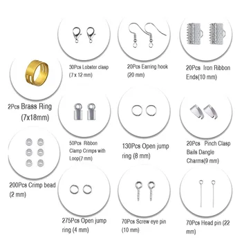 Smykker Gør Kit Perle og Reparation Værktøjer med 4MM Ris Perler + Akryl engelsk Brev perlesæt