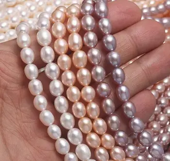 Smykker Naturligt ferskvand perle meter form næsten fejlfri 7-8mm lyse halvfabrikata manuel DIY materiale engros løs perle