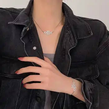 Smykker, Vintage Charme koreansk Mode Micro Indlagt Kvinders Diamant Zircon Knude Kravebenet Kæde Cool Halskæde til Kvinder, Piger