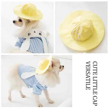 Små Selskabsdyr Hvalp Hatte Søde Forår Sommer Casual Solbeskyttelse Teddy Dog Hat