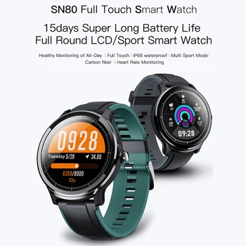 SN80 smart ur mænd IP68 vandtæt 60days lang standby 1,3 tommer fuld touch screen Allloy tilfælde puls smartwatch
