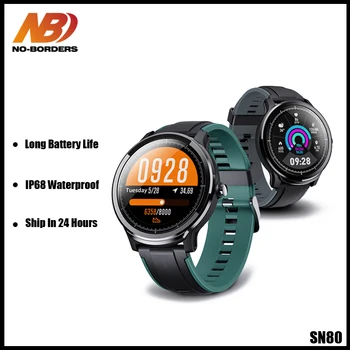 SN80 smart ur mænd IP68 vandtæt 60days lang standby 1,3 tommer fuld touch screen Allloy tilfælde puls smartwatch