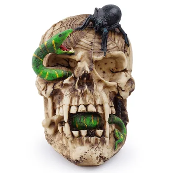 Snake Kraniet Harpiks Skelet Opbevaring Krog Vægbeslag, Skrivebord Ornament Living Room Sæt Home Party Halloween Dekoration Tilbehør