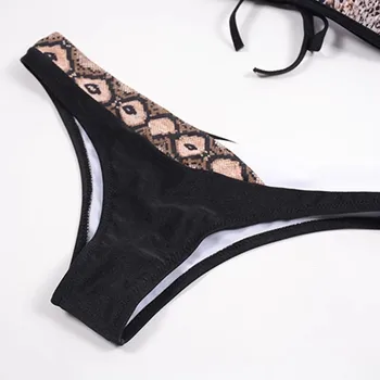 Snake Printet Kvinder Sexede Bikinier Syning To-Delt Sæt Blonder Op Bandage Bedste Damer Beachsuits Triankle Lav Talje Badetøj