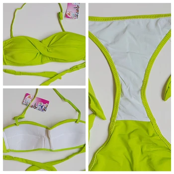 Snoet Bandeau Top Svømning Bære Aftageligt Halterneck Hals Badetøj 2020 Vintage Bandage Svamp Push Up Bikini Drop Shipping