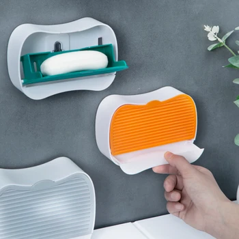 Soap Box Indsætte vægmonteret sæbeskål Indsætte Opbevaring Sæbe Holder Rack Punch-gratis Aftagelig Opbevaring Disk Badeværelse Tilbehør
