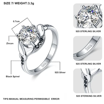 SODROV 925 Sterling Sølv Ring Trendy forlovelsesringe for Kvinder Runde Kvindelige Bague Sterling Sølv Smykker G076