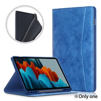 Soft Shell Med Pen Slot Sutur Læder Tablet-Computer Beskyttende Dæksel 11 Tommer Egnet Til Samsung Tab S7