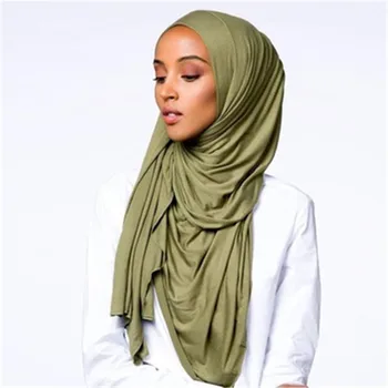 Soild farve bomuld tørklæde hijab for muslimske kvinder stretch jersey tørklæde kvindelige hoved wrap tørklæder turban foulard femme musulman